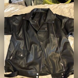 Black Faux Leather Biker Jacket